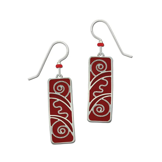 Swirls Over Red Earrings