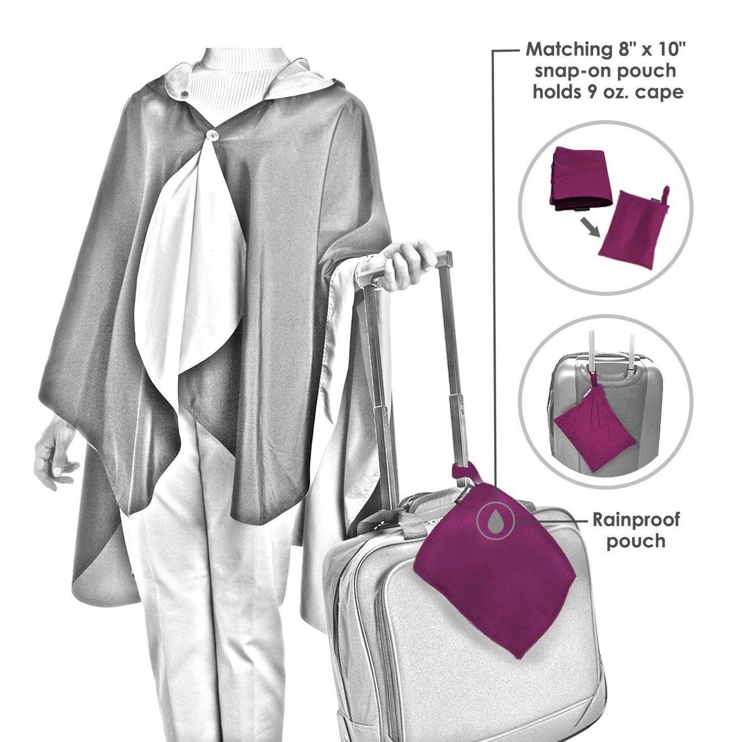 Monet Artist's Garden at Giverny Reversible Rain Cape Poncho – Lightweight Hooded Wrap for Women