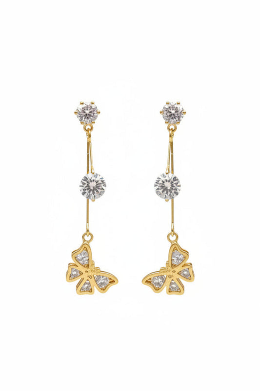 Golden Flutter Glow CZ Earrings