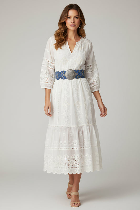 Denim Multi Eyelet Rounds Western Belt