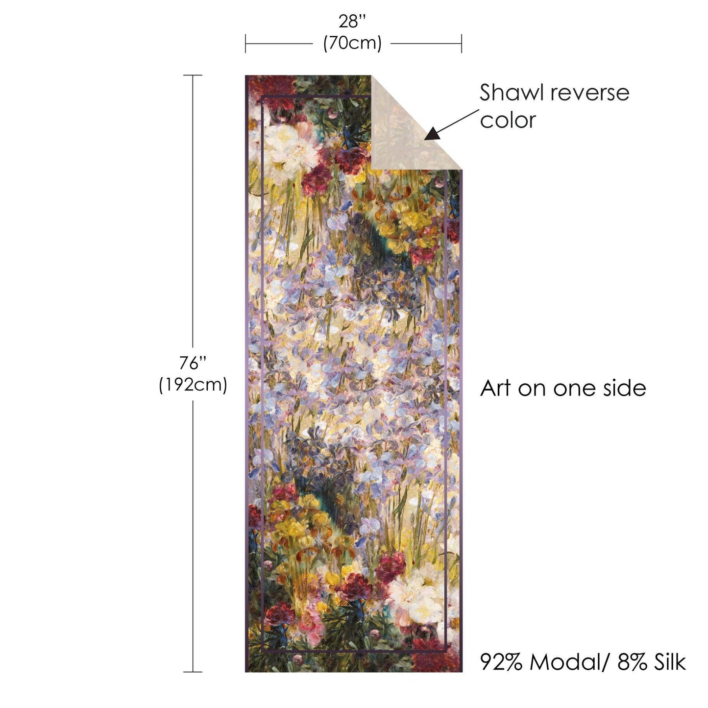 Tiffany Peonies & Iris   Silk Blend Shawl – Lightweight Dressy