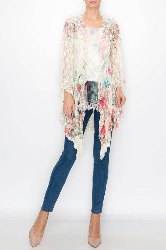 Rose All Lace Ruffled Cardigan