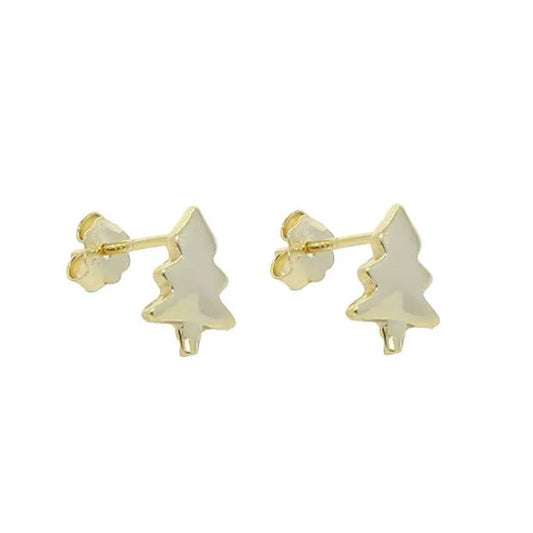 Gold Christmas Tree Stud Earrings