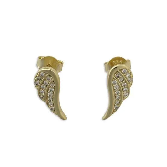 CZ Gold Angel Wing Earrings
