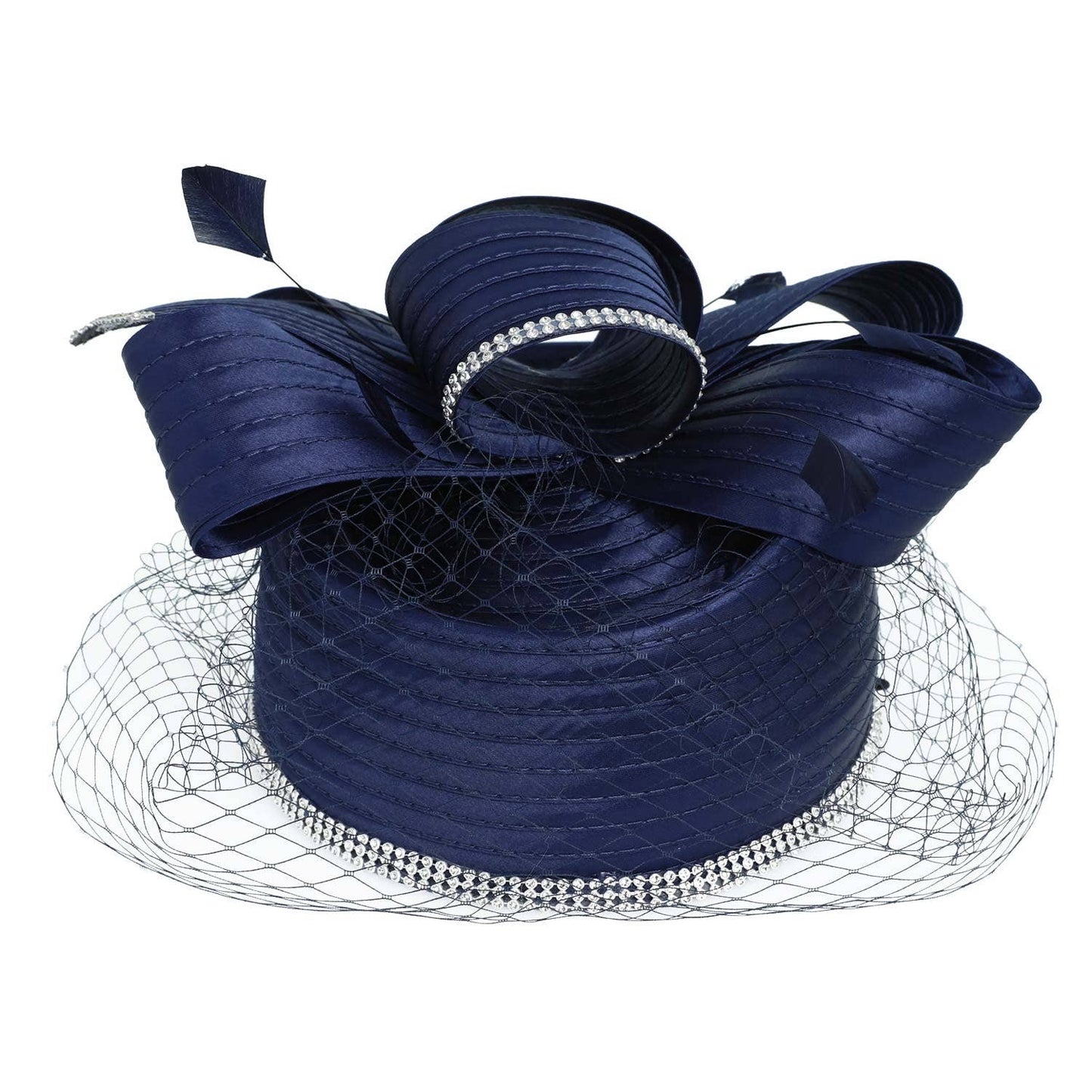 Ribbon Metallic Dressy Netted Pill Box Braid Hat