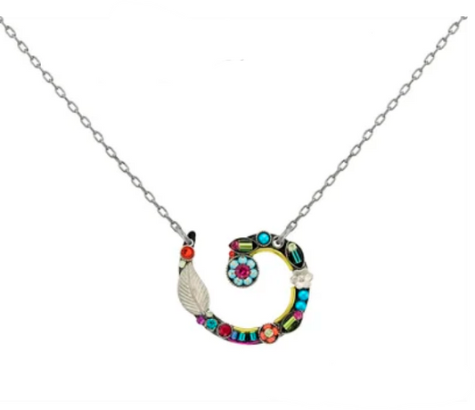Spiral Flower Pendant Necklace
