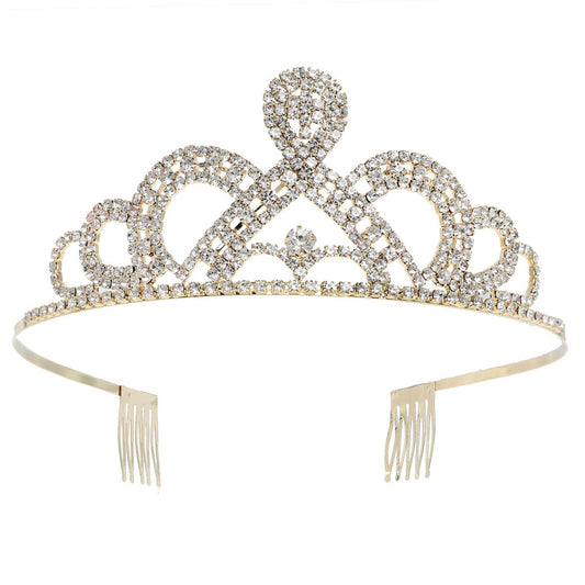 Crystal Rhinestone Scalloped Princess Comb Tiara