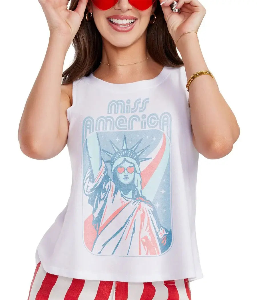 Miss America Women's Cropped Tank Top - Patriotic Tee