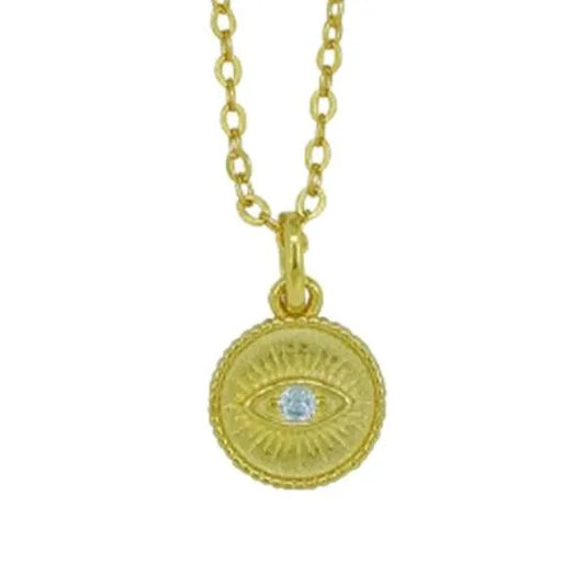 CZ Gold Evil Eye Necklace