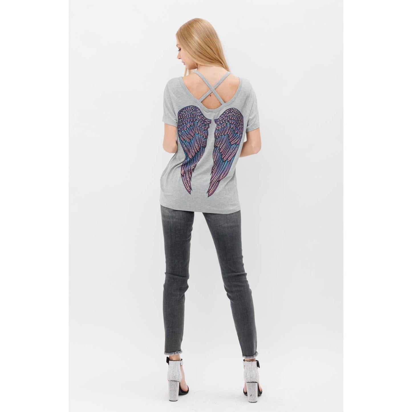 Criss Cross Short Sleeve Top w/ Wings