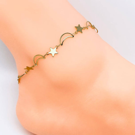 Star & Moon Chain Anklet