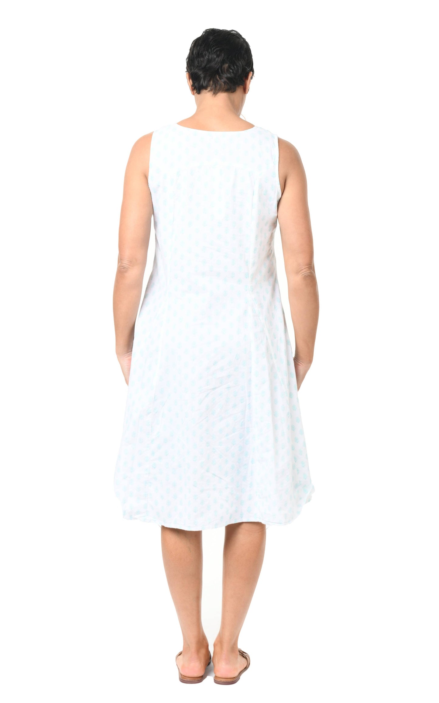 Poppie Dress in Aqua Leaf
