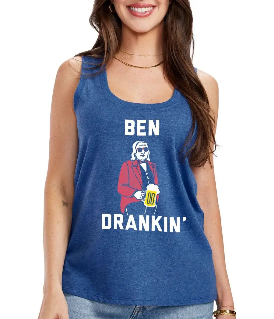 Ben Drankin' Women's Tank Top - Patriotic USA Sleeveless Tee