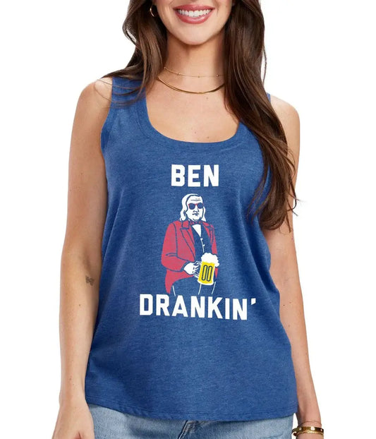 Ben Drankin' Women's Tank Top - Patriotic USA Sleeveless Tee