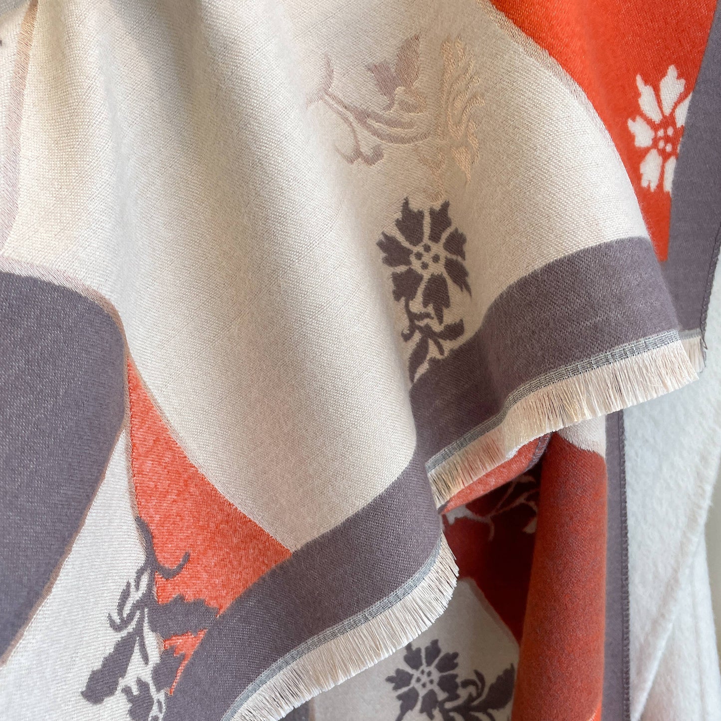 Orange / Gray Floating Flowers Reversible Wrap