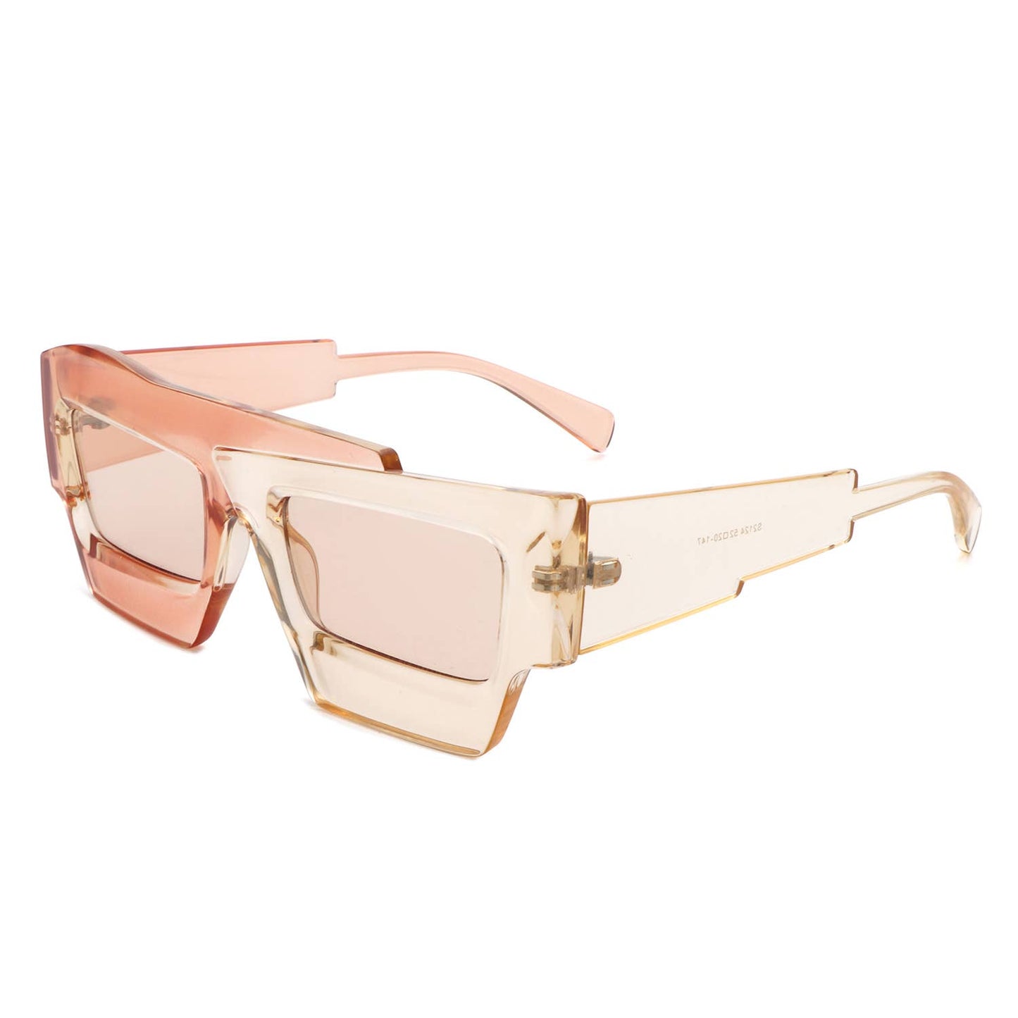 Square Futuristic Flat Top Two-Tone Fashion Sunglasses