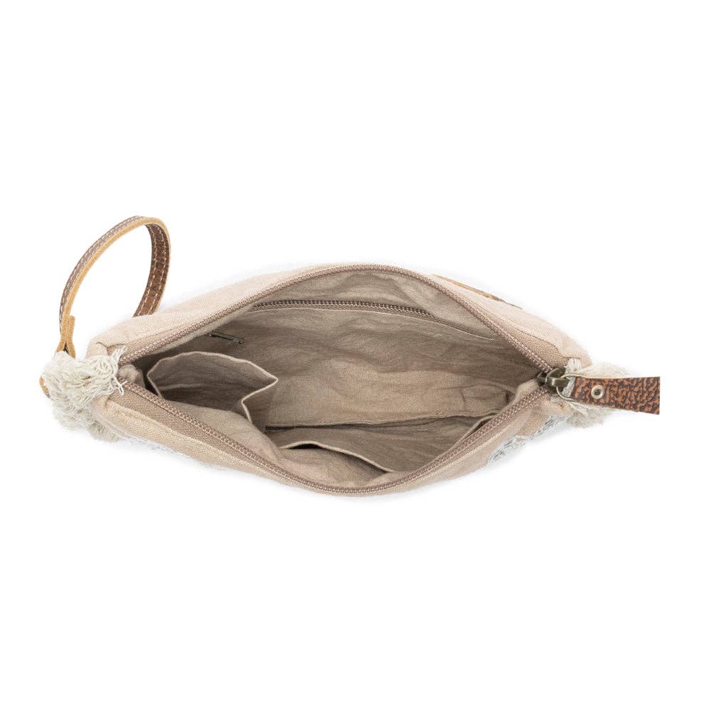 Meadow Lace Embroidered Pouch in Ivory Bloom