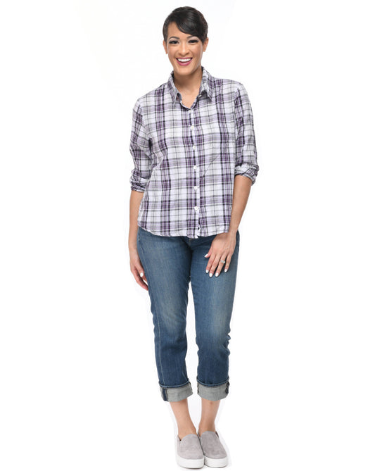 Boyfriend Shirt in Lilac Plaid