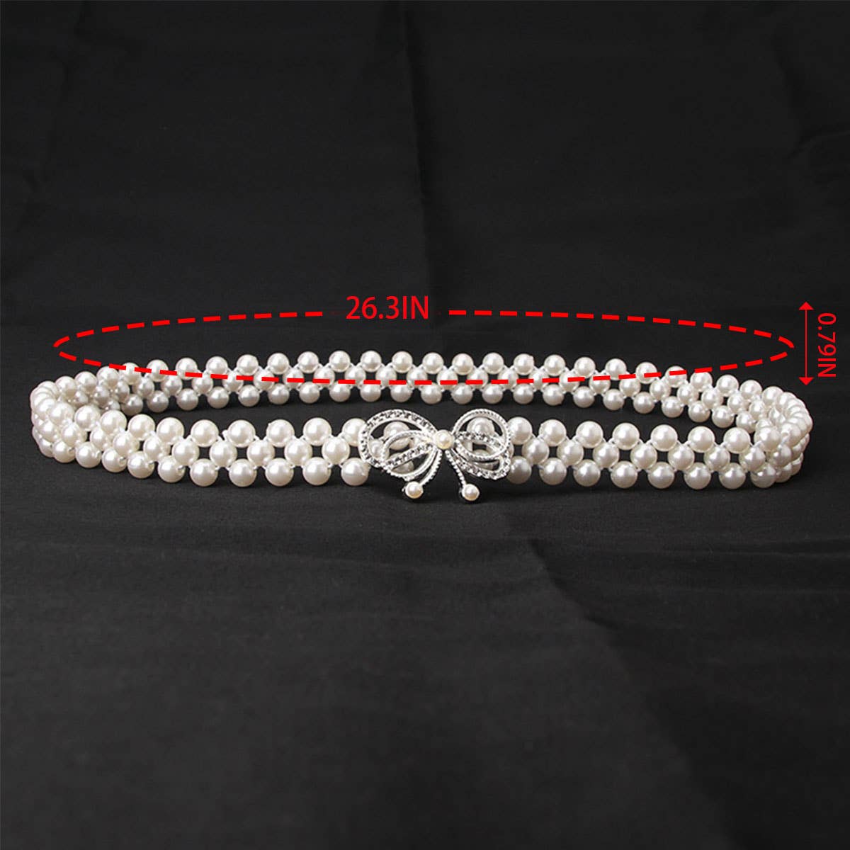 Pearl Woven Elastic Belt w/ Rhinestone Alloy Buckles