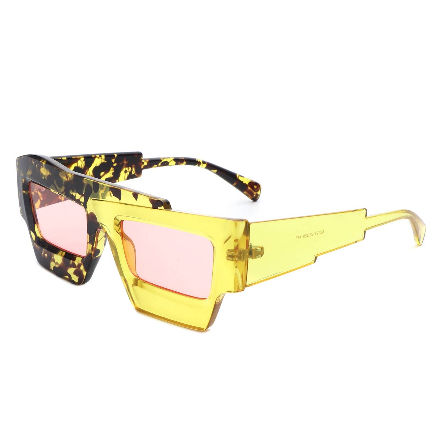 Square Futuristic Flat Top Two-Tone Fashion Sunglasses