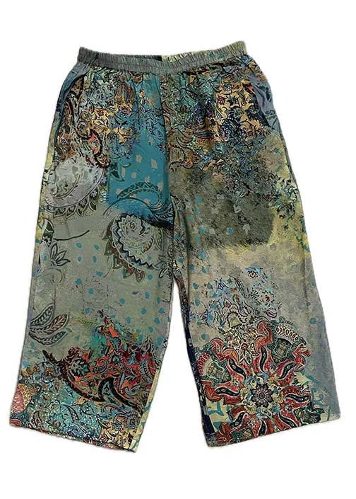 Turquoise Tapestry Capris