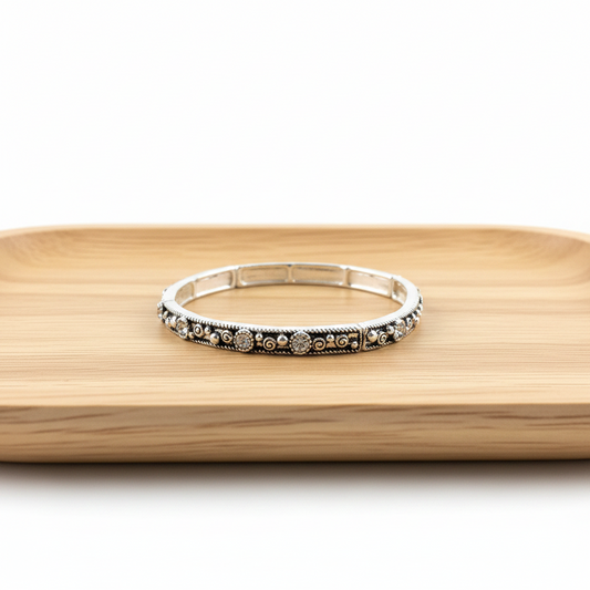 Midnight Spark Scroll Stretch Bracelet