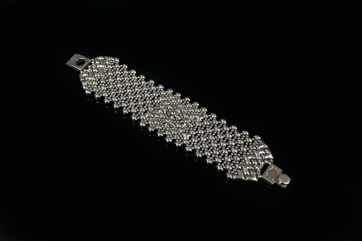 Four Point Silver Liquid Metal Bracelet