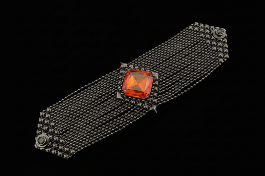 Black Chrome Liquid Metal Stone Braclet