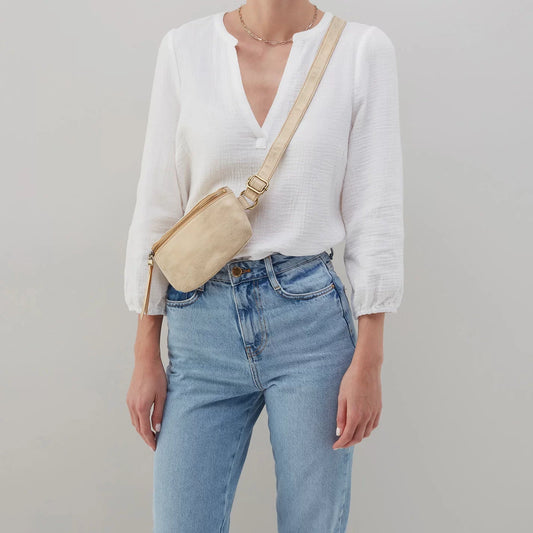 Fern Belt Bag in Metallic Leather