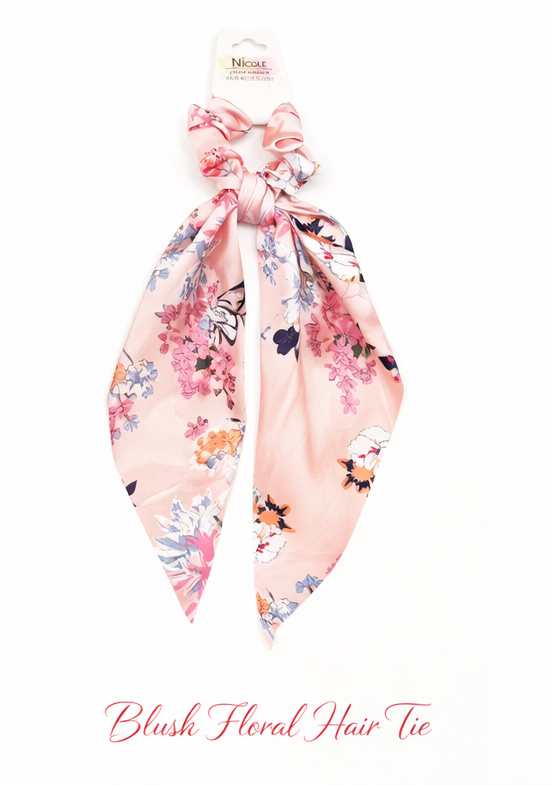Satin Elegant Floral Long Tail Hair Scrunchie