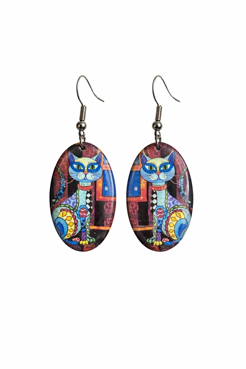 Boho Blue Cat Statement Earrings