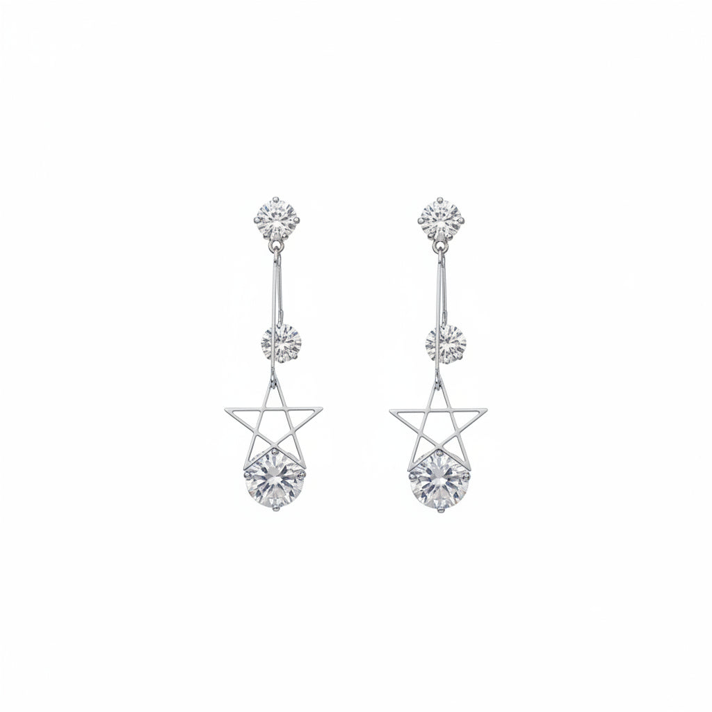 Silver Starlight CZ Drop Earrings