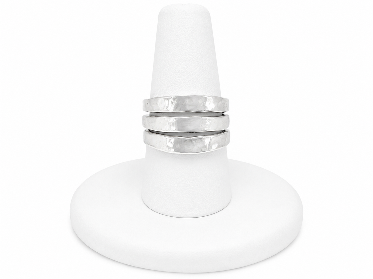 Sterling Silver Triple Band Hammered Ring