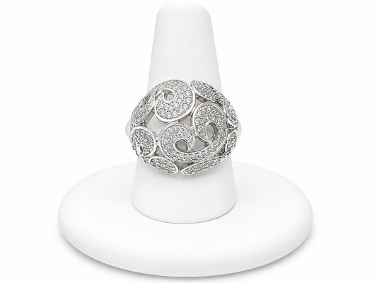 Sterling Silver Open Scroll Filigree Statement Ring