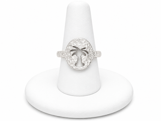 Sterling Silver Hammered Palm Tree Ring