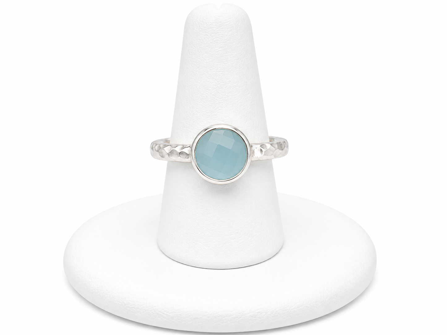 Sterling Silver Aqua Chalcedony Bezel Ring