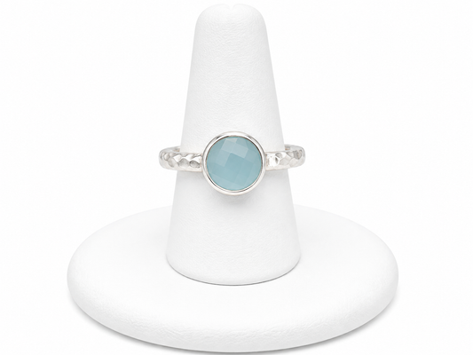 Sterling Silver Aqua Chalcedony Bezel Ring