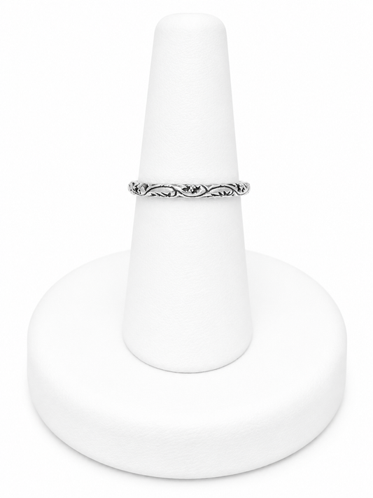 Sterling Silver Scroll & Leaf Band Ring