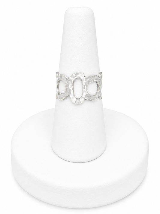 Sterling Silver Hammered Open Circle Ring
