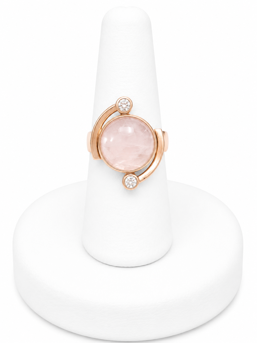 Sterling Silver Rose Quartz Ring with Rose Gold Finish