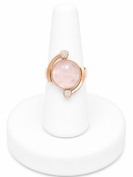 Sterling Silver Rose Quartz Ring with Rose Gold Finish