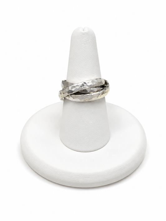 Sterling Silver Hammered Crossover Ring