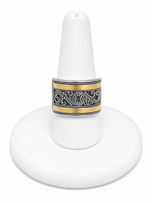 Sterling Silver Ring with 18K Gold-Plated Accents
