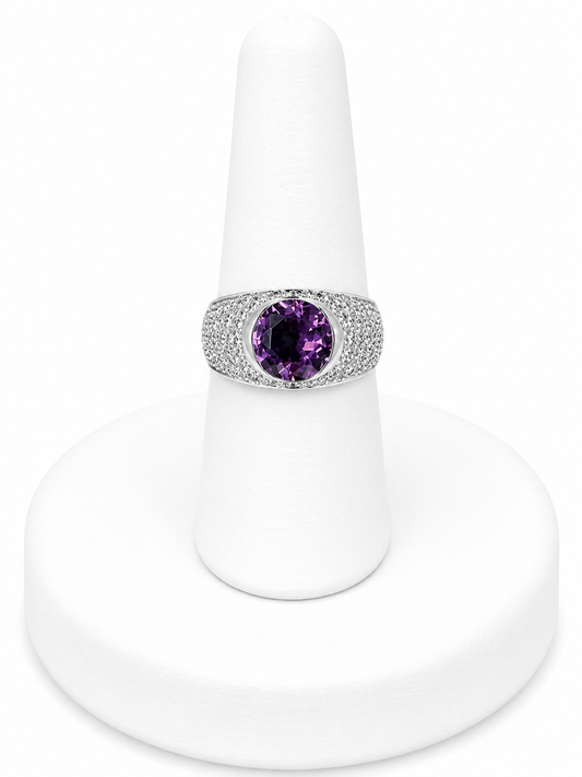 Sterling Silver Purple Gemstone Statement Ring