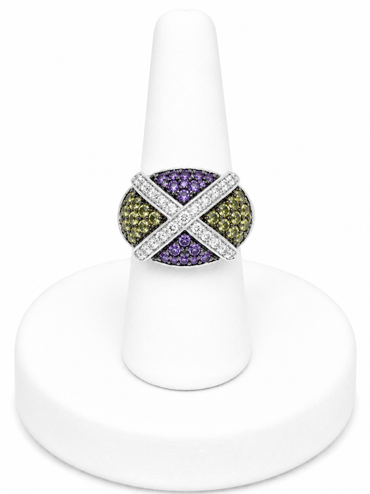Sterling Silver Multi-Stone Crossover Ring
