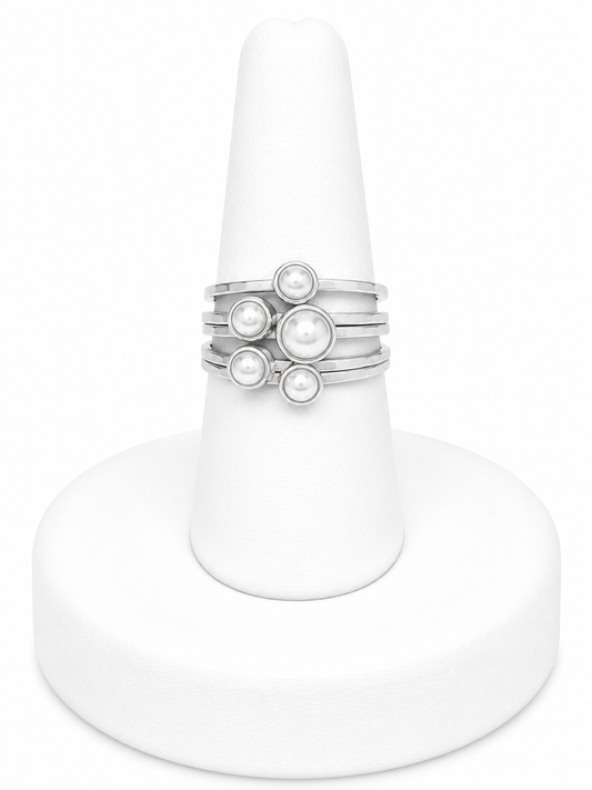 Sterling Silver Multi-Pearl Bubble Ring