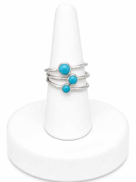Sterling Silver Turquoise Triple Stone Ring