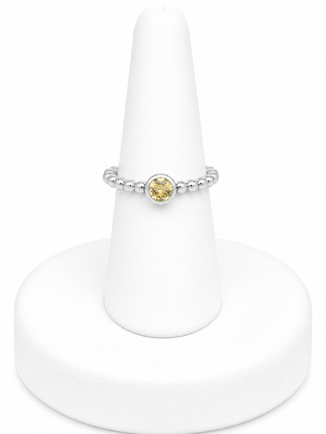 Sterling Silver Beaded Citrine Ring