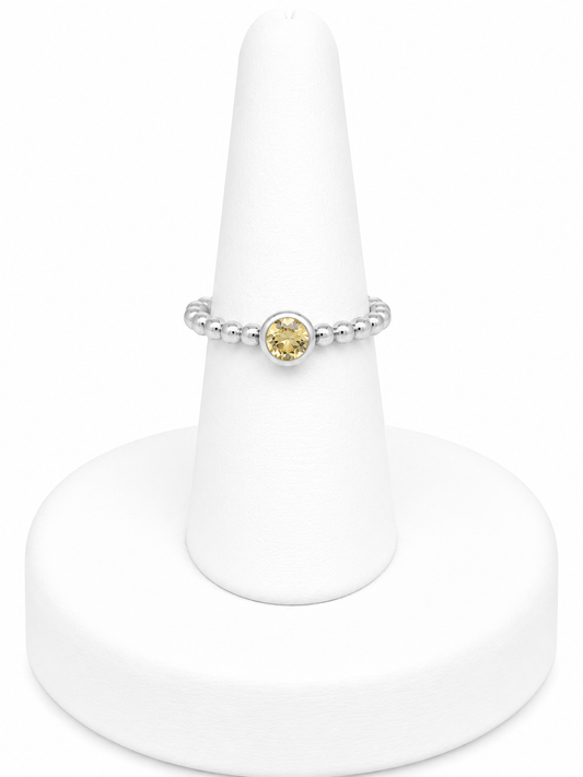 Sterling Silver Beaded Citrine Ring