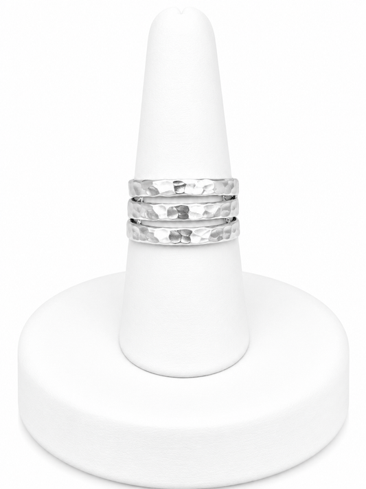 Sterling Silver Triple Band Hammered Ring